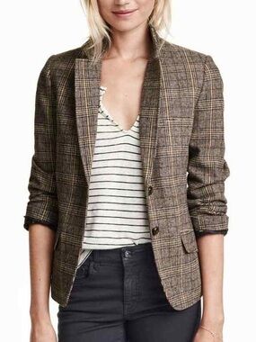 H&M Brown Plaid Blazer